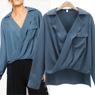 Spring new arrival design women fashion loog sleeves blouse ladies solid shirt women tops blouse 2019